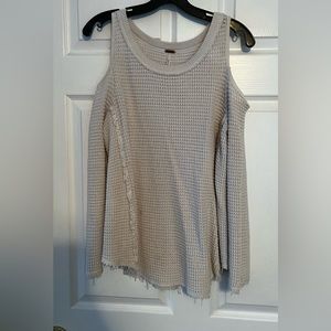 Free people waffle open shoulder sweater - size medium